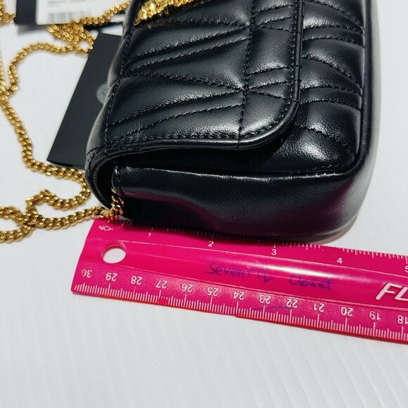 NWT Versace Virtus Mini Black Quilted Leather Crossbody Bag with Gold Chain - Picture 13 of 15